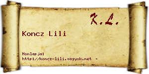 Koncz Lili névjegykártya
